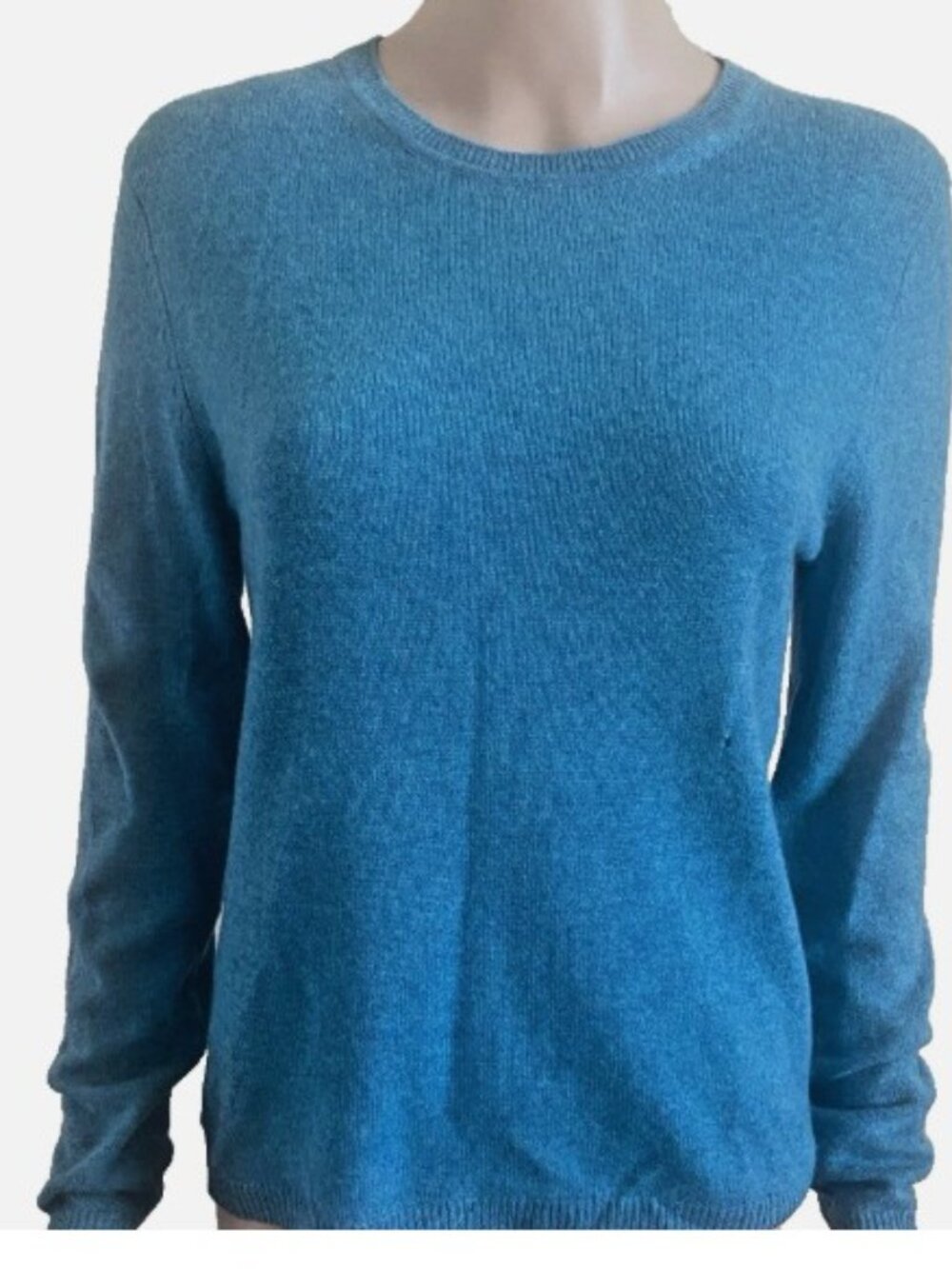 NWT TAHARI Pure Luxe 100% Cashmere Blue Crew Neck Sweater Size 14